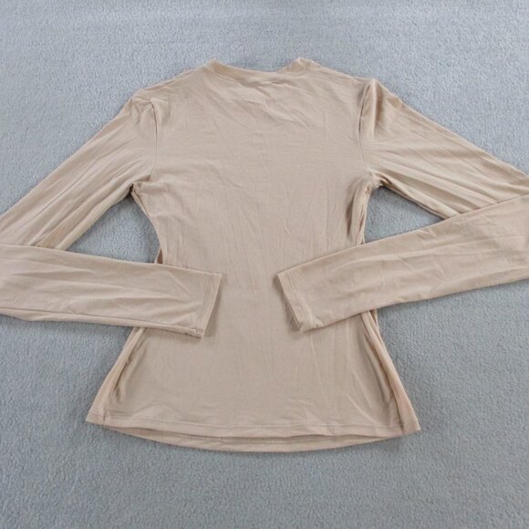 SKIMS Long Sleeve T Shirt Womens XS Clay Beige Tan Fits Everybody Stretch NWT - Picture 3 of 9